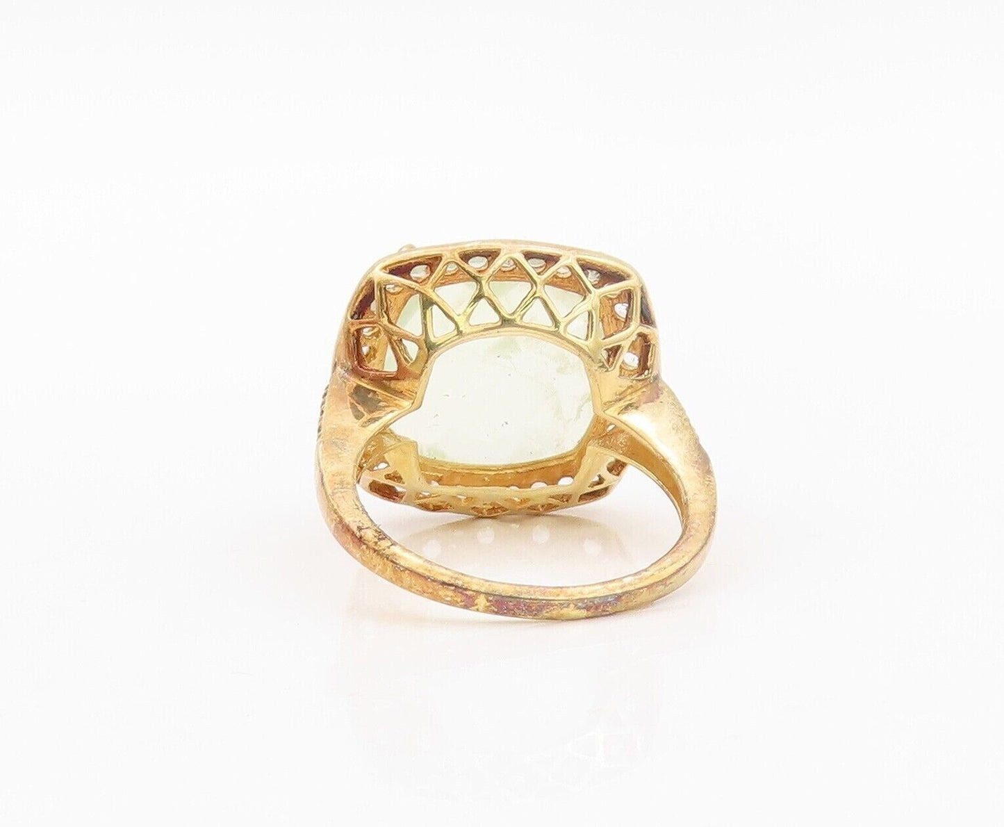 925 Sterling Silver Vintage Ring Gold Plated Gemstone & Topaz  Sz 6.5  RG30154
