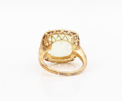 925 Sterling Silver Vintage Ring Gold Plated Gemstone & Topaz  Sz 6.5  RG30154