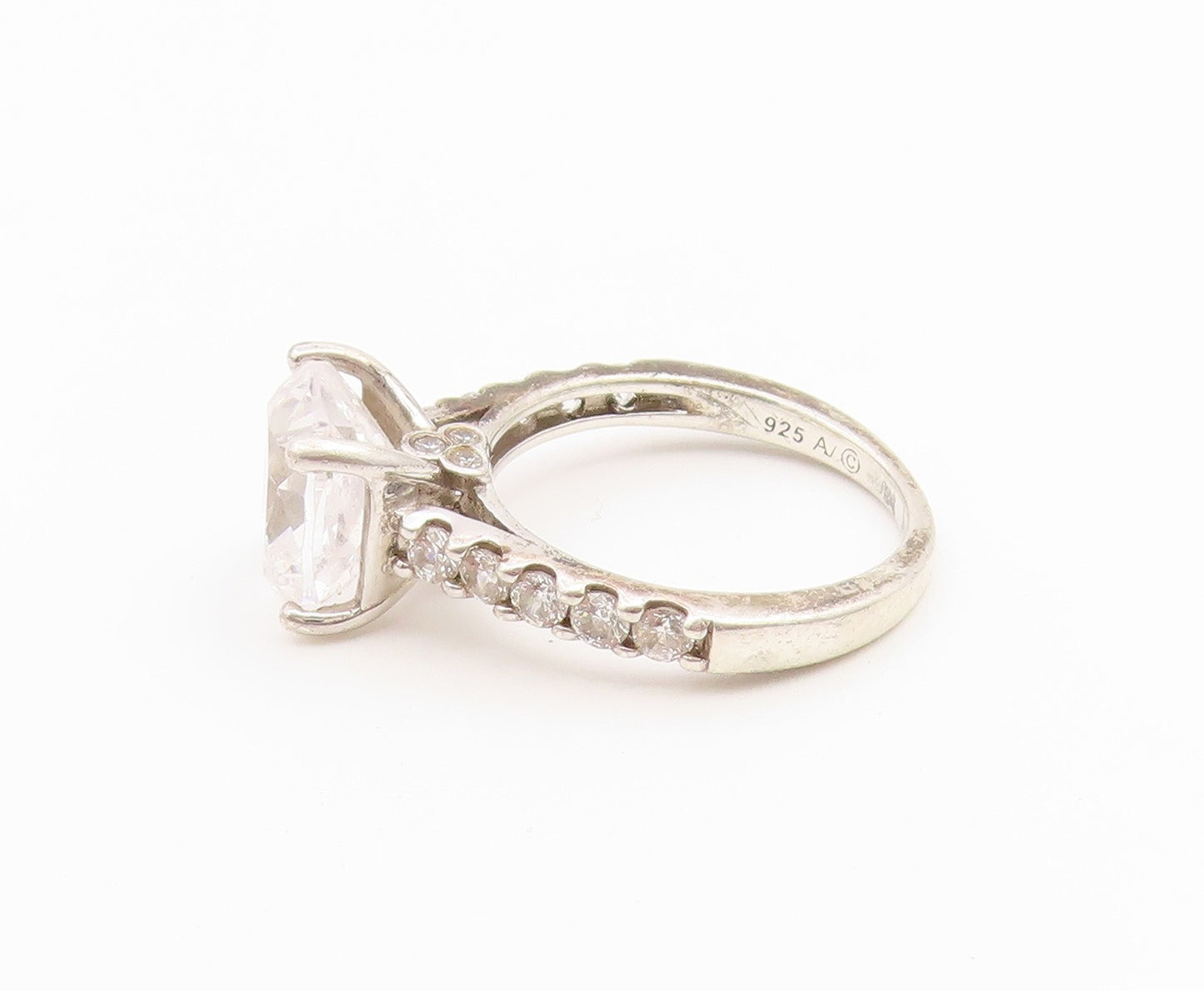 925 Sterling Silver Vintage Ring Elegant CZ Pave Statement Band  Sz 6  RG36933