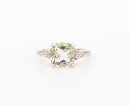 925 Sterling Silver Vintage Ring Minimalist Square Cut Topaz  Sz 7  RG30397