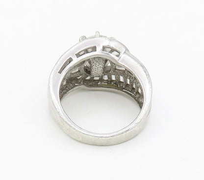 925 Sterling Silver  Cubic Zirconia Shiny Bypass Style Band Ring Sz 7  RG15609