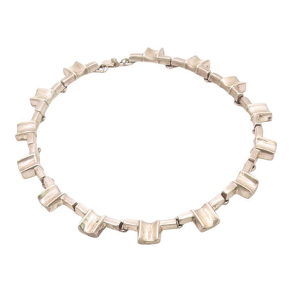 ALICIA MEXICO 925 Sterling Silver Vintage Heavy Concave Link Necklace  NE3928