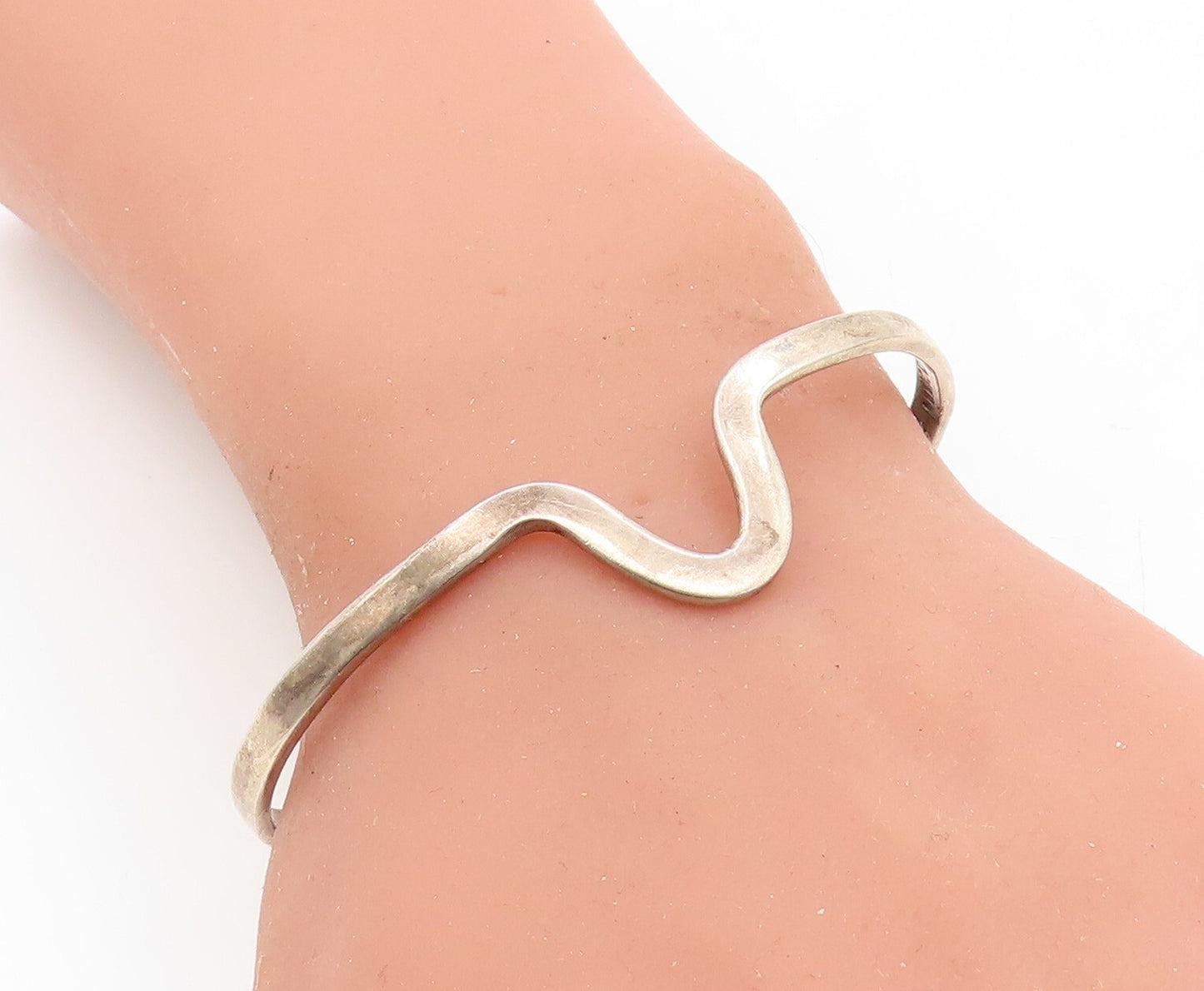 MEXICO 925 Sterling Silver  Vintage Petite Smooth UShape Cuff Bracelet BT2684