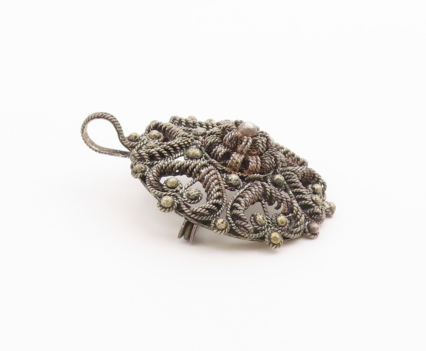 925 Silver  Vintage Antique Bead & Rope Twist Star Dome Brooch Pin  BP10055