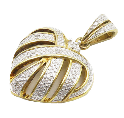 925 Silver  Vintage Genuine Diamond Shiny Two Tone Heart Pendant  PT15144