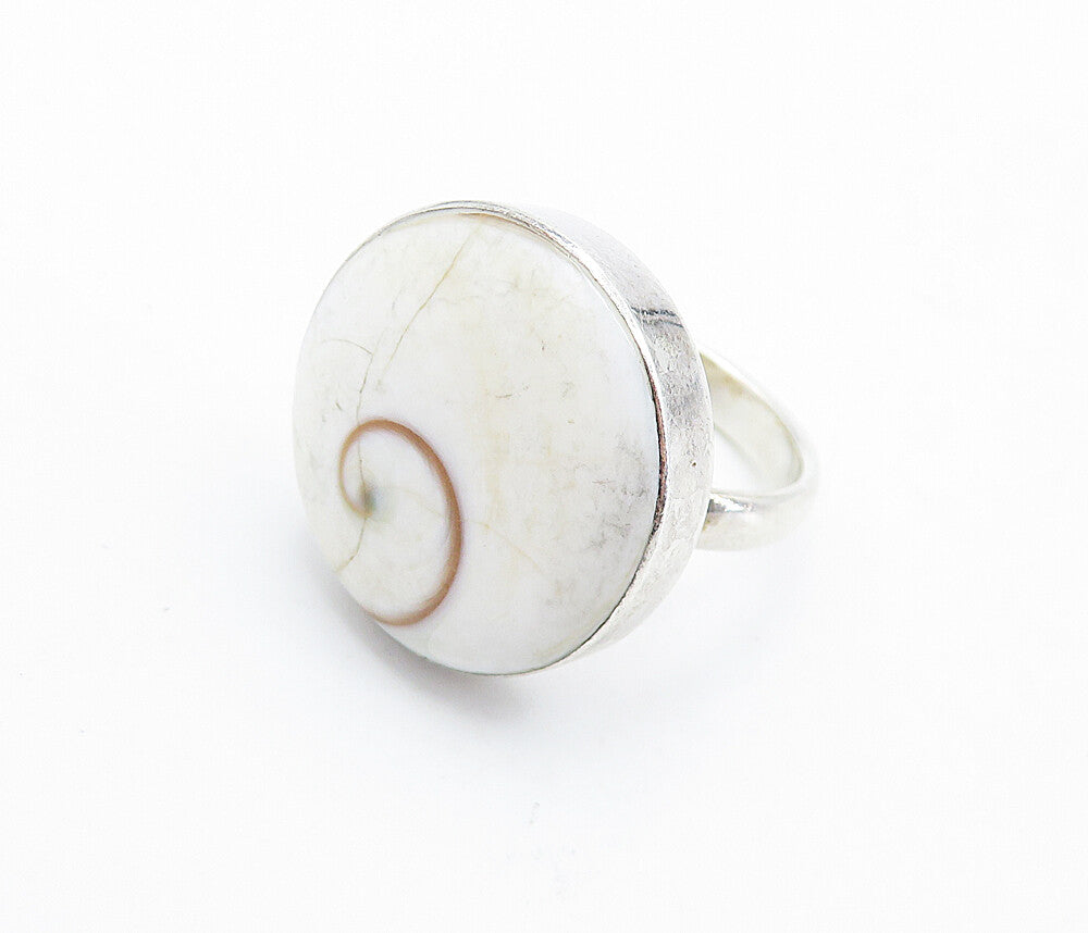 925 Sterling Silver  Vintage Shive Eye Shell Swirl Cocktail Ring Sz 6.5 RG6165