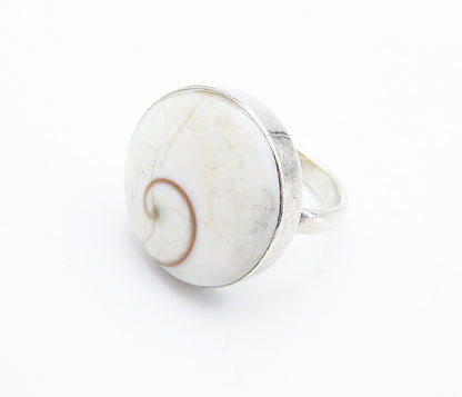 925 Sterling Silver  Vintage Shive Eye Shell Swirl Cocktail Ring Sz 6.5 RG6165