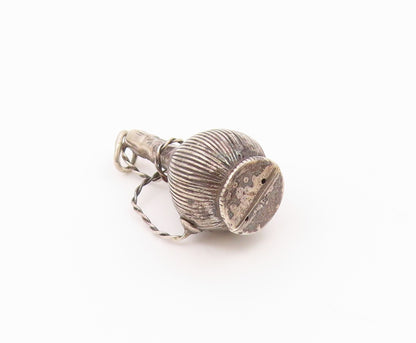 925 Sterling Silver  Vintage Dark Tone Wire Twist Hollow Vase Pendant  PT16509
