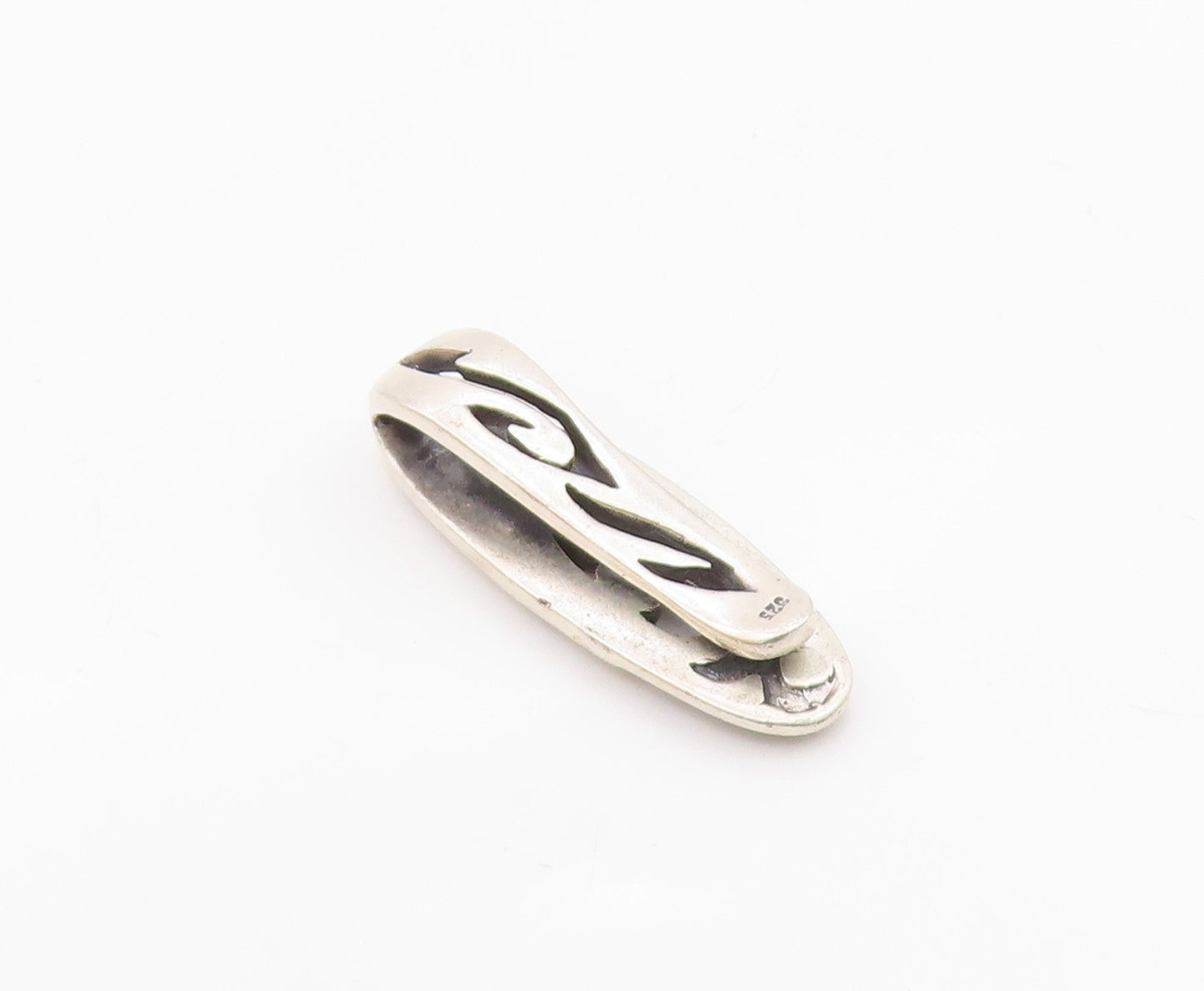 925 Sterling Silver  Vintage Antique Shiny Heavy Swirl Tie Clip  TR2863