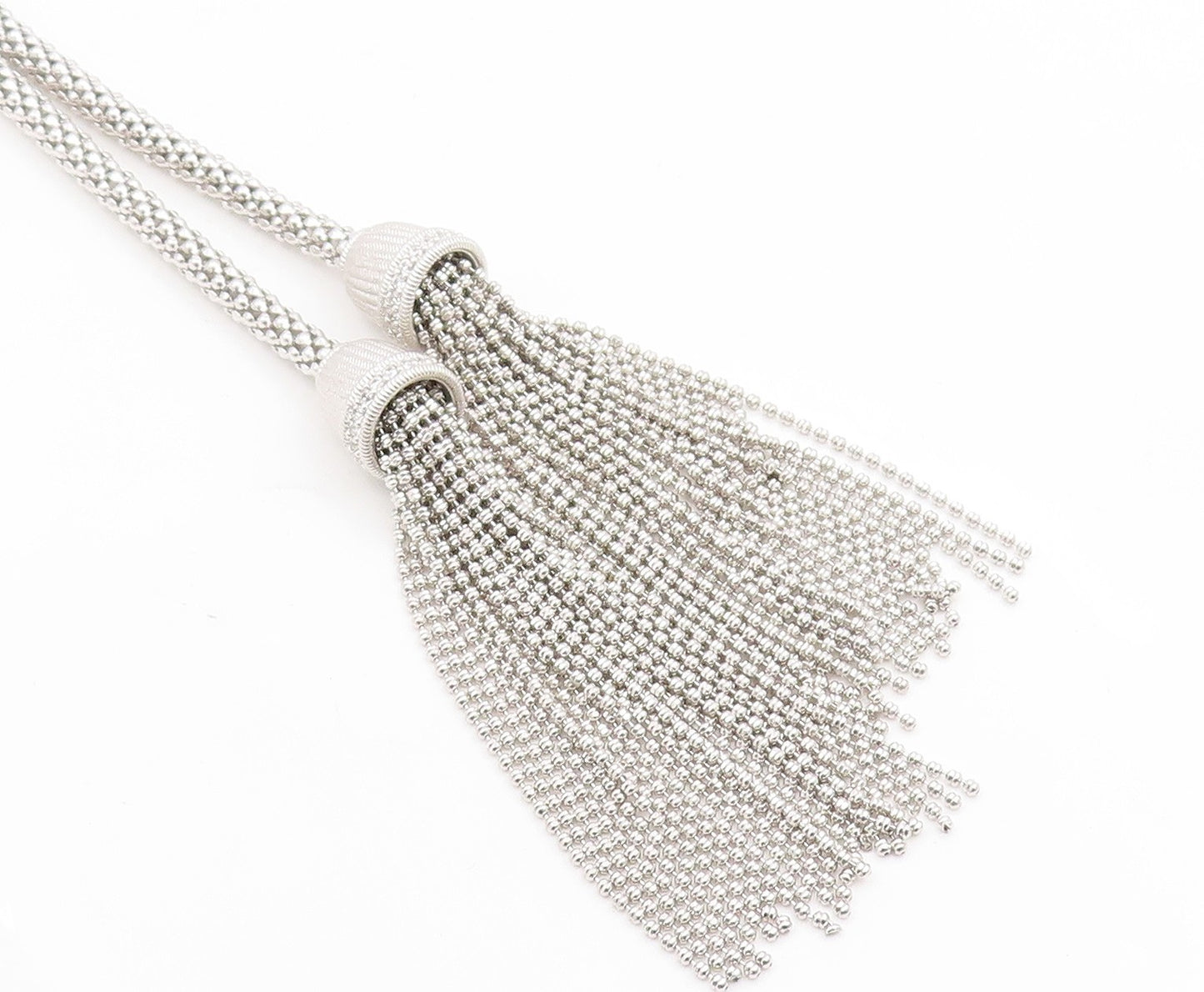 925 Sterling Silver Vintage Necklace JUDITH RIPKA CZ Elegant Tassel Chain NE4857