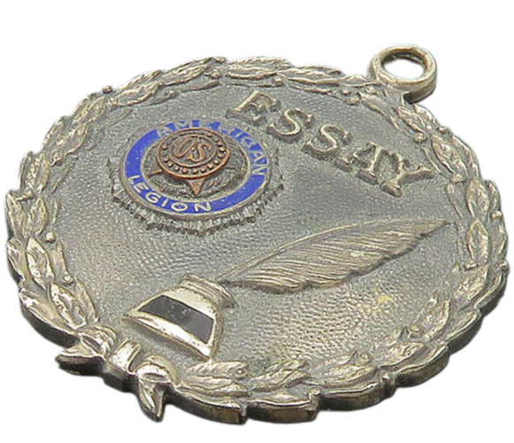 925 Sterling Silver  Vintage Antique American Legion Enamel Pendant  PT16324