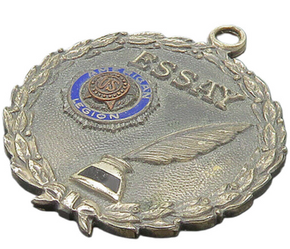 925 Sterling Silver  Vintage Antique American Legion Enamel Pendant  PT16324