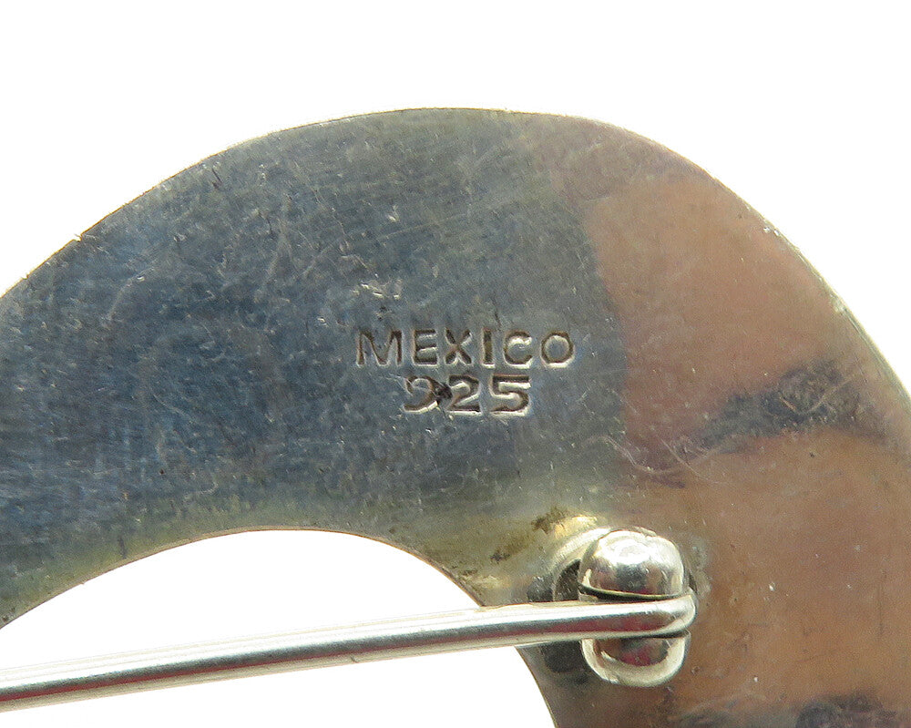 MEXICO 925 Sterling Silver  Vintage Shiny Open Love Heart Brooch Pin  BP6741