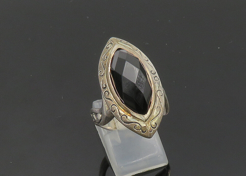 DESIGNER 925 Silver  Vintage Hematite Swirl Cocktail Ring Sz 9.5  RG20079