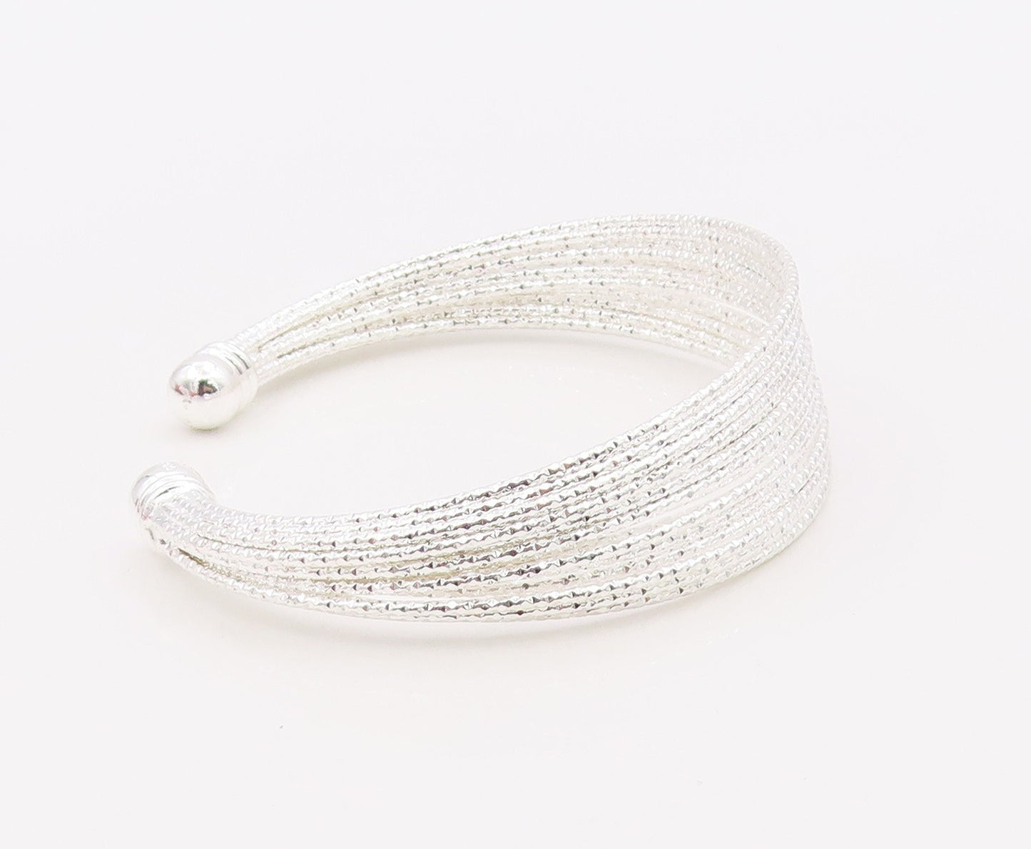 925 Sterling Silver Vintage Bracelet Minimalist Multi Strand Open Cuff  BT12135
