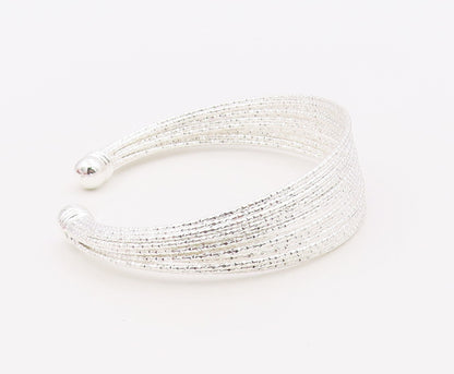 925 Sterling Silver Vintage Bracelet Minimalist Multi Strand Open Cuff  BT12135