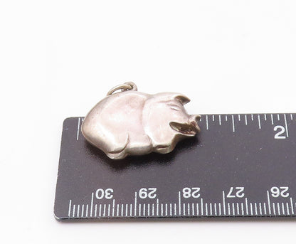 925 Sterling Silver  Vintage Minimalist Hollow Pig Animal Pendant  PT21432