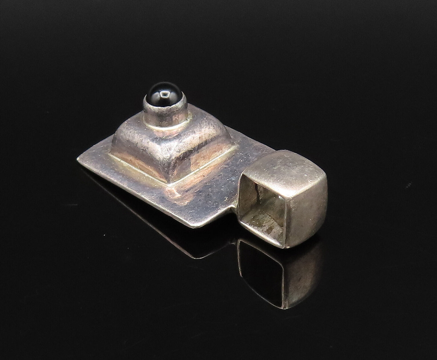 SILPADA 925 Silver  Vintage 3D Graduated Square Black Onyx Pendant  PT21324