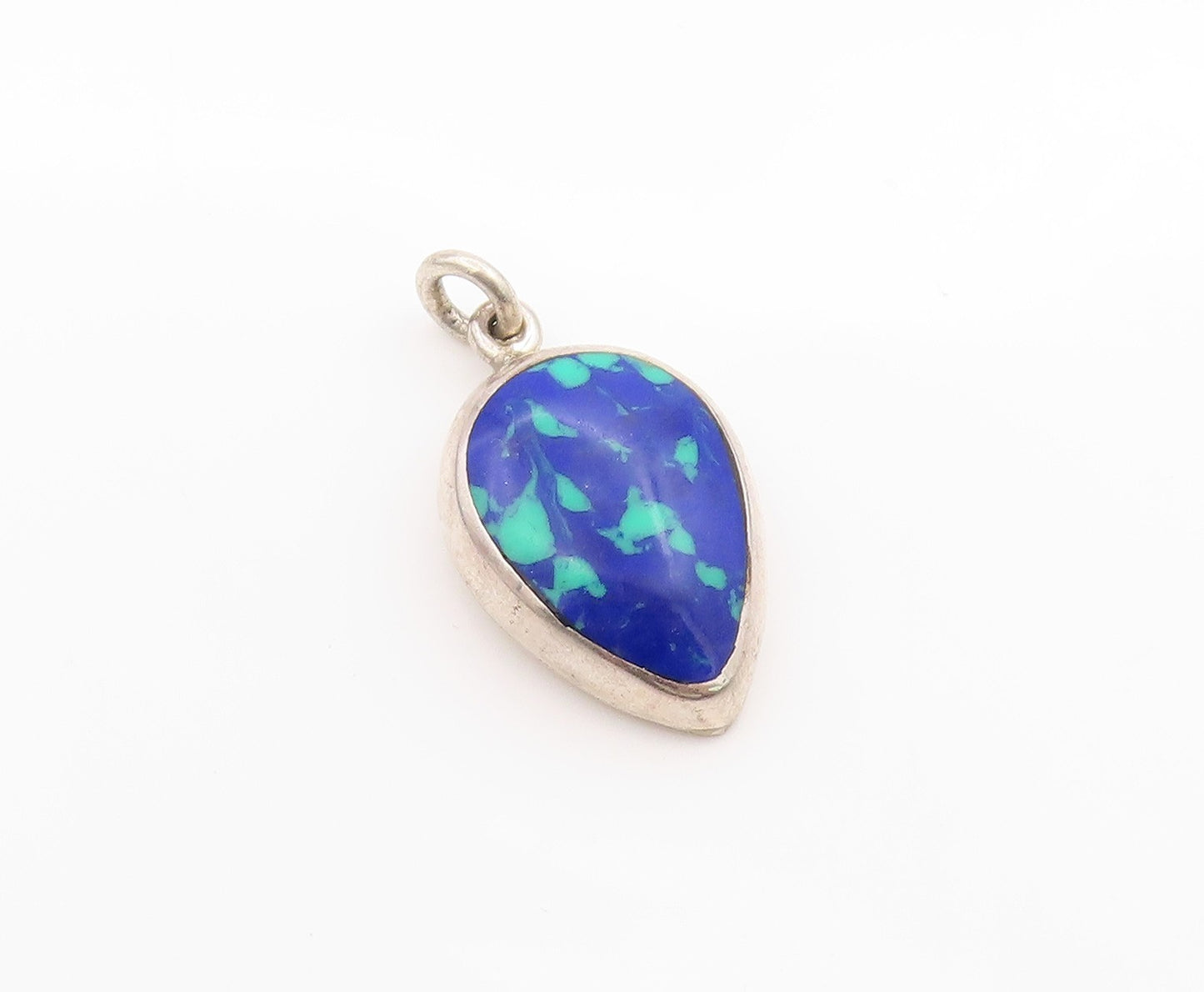 925 Sterling Silver Vintage Pendant Solid Gemstone Tear Drop Shape Charm PT24991