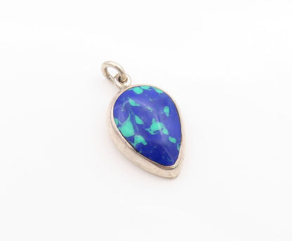 925 Sterling Silver Vintage Pendant Solid Gemstone Tear Drop Shape Charm PT24991