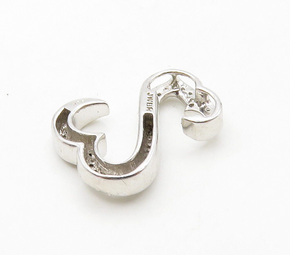 925 Sterling Silver  Shiny Genuine Diamonds Infinity Heart Pendant  PT12554