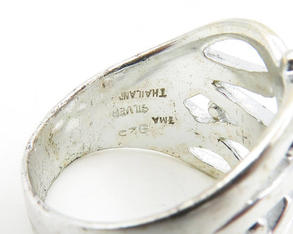 925 Sterling Silver  Shiny Polished Floral Vine Motif Band Ring Sz 7  RG18642