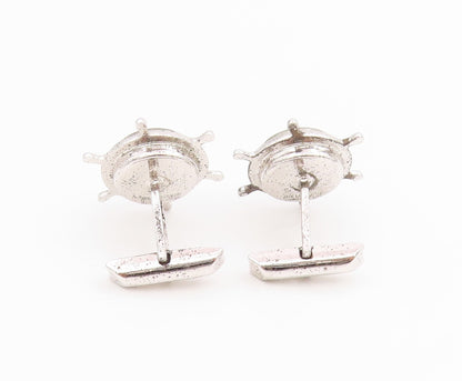 925 Sterling Silver Vintage Cufflinks HIS LORDSHIP Compass & Marine Wheel TR4152