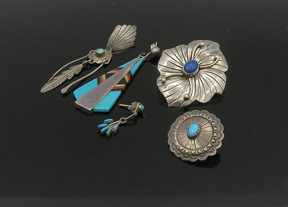 ZUNI NAVAJO 925 Silver  Vintage MultiStone Lot Single Earrings  EG11225