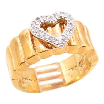 925 Sterling Silver Vintage Ring Gold Plated CZ Love Heart Band  Sz 7  RG35618