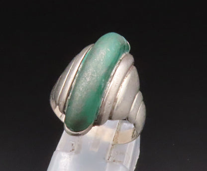 EUROPEAN 925 Silver  Vintage Graduated Malachite Dome Ring Sz 7  RG25098
