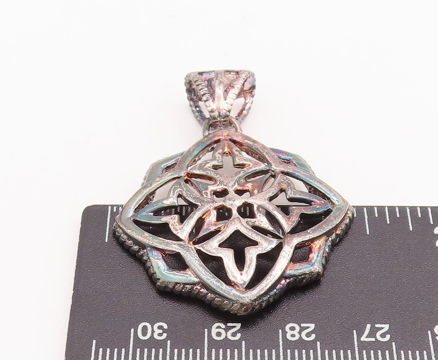 925 Sterling Silver Vintage Pendant Solid Cutout Floral Design  PT23336