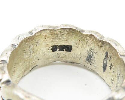 925 Sterling Silver  Vintage Oxidized Chain Link Design Band Ring Sz 5 RG10620