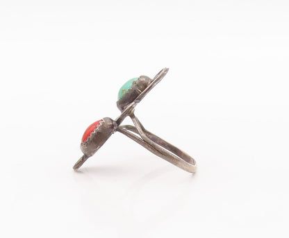 925 Sterling Silver Vintage Ring NAVAJO Two Tone Oval Carnelian  Sz 6.5  RG28544