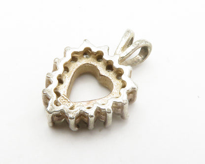 925 Sterling Silver  Vintage Topaz Petite Open Love Heart Pendant  PT11059