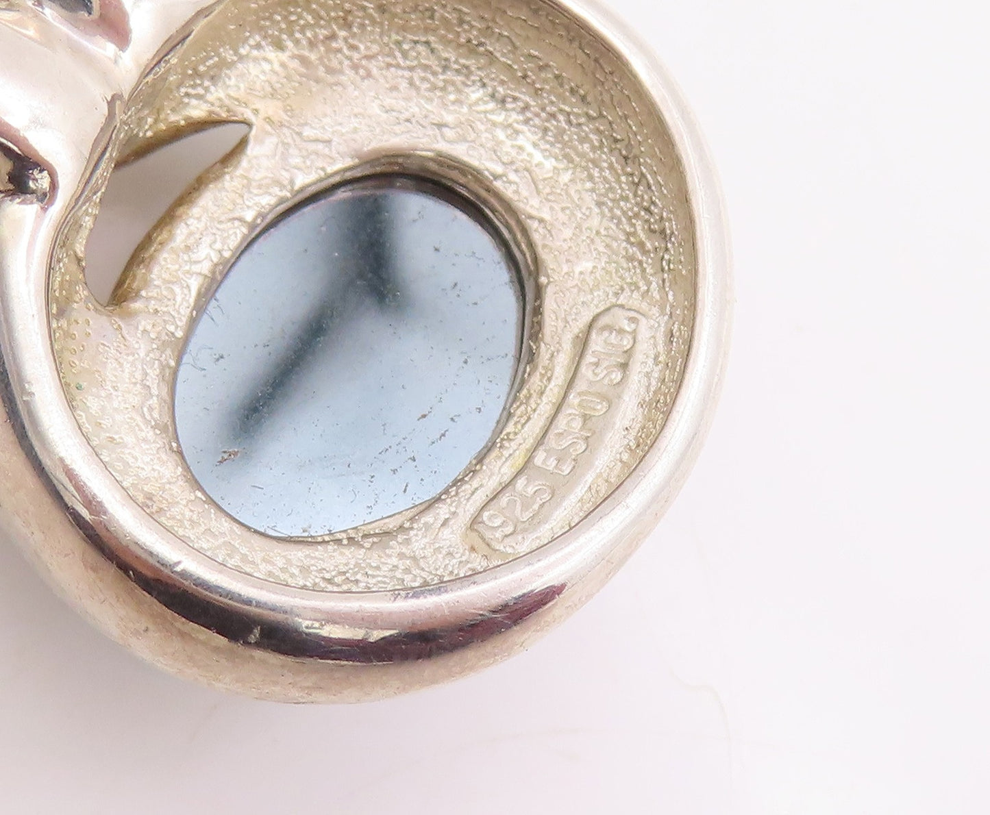 925 Sterling Silver Vintage Pendant ESPO SIG Modernist Hematite Charm  PT25777