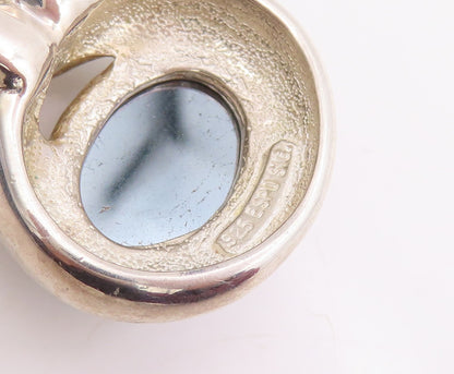 925 Sterling Silver Vintage Pendant ESPO SIG Modernist Hematite Charm  PT25777