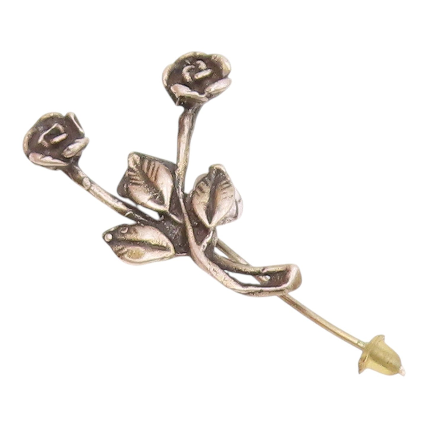 925 Sterling Silver  Vintage Dark Tone Rose Flowers Lapel Pin  TR2945