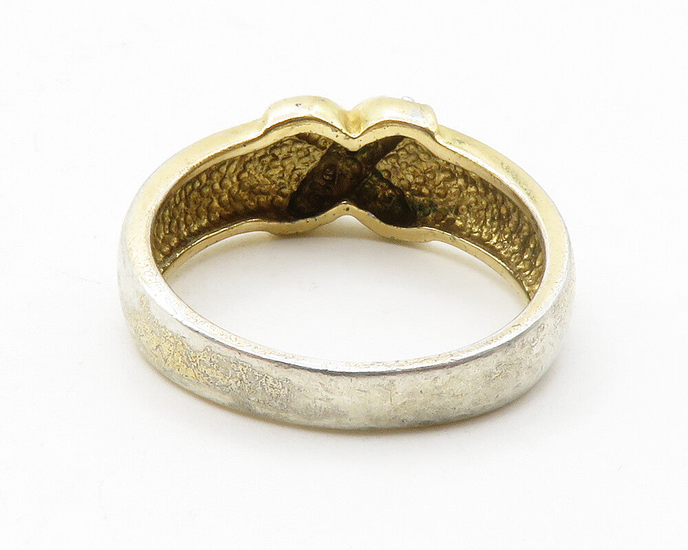 ROSS SIMON 925 Silver  Genuine Diamond Gold Plated Band Ring Sz 9  RG13316