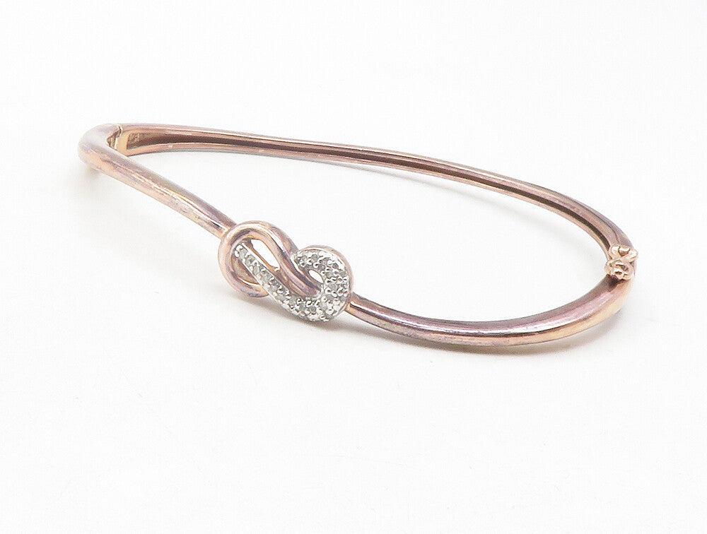 925 Sterling Silver  Genuine Diamonds Infinity Smooth Bangle Bracelet  BT4762