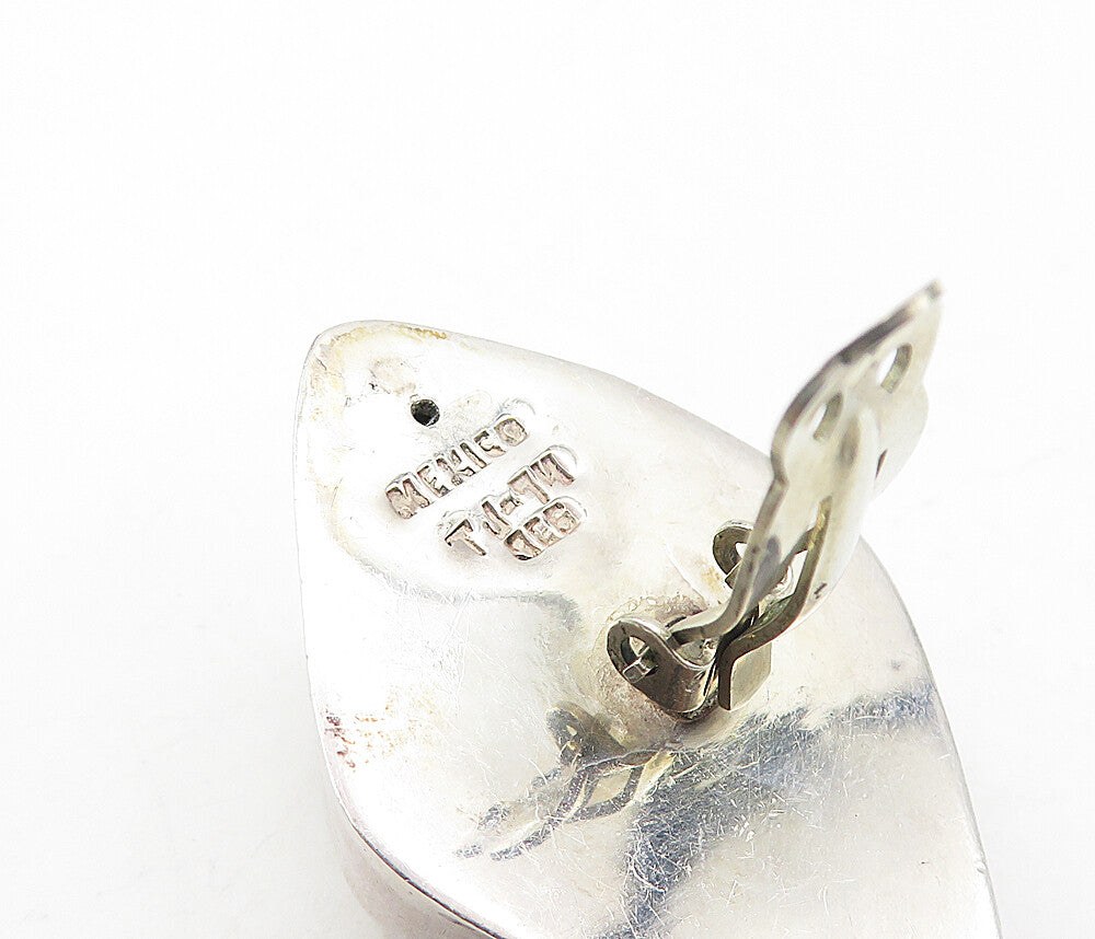 MEXICO 925 Sterling Silver  Vintage Hollow Swirl Non Pierce Earrings  EG3954