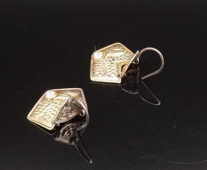 925 Silver  Vintage Flying Bird & Single Cubic Zirconia Drop Earrings  EG12222