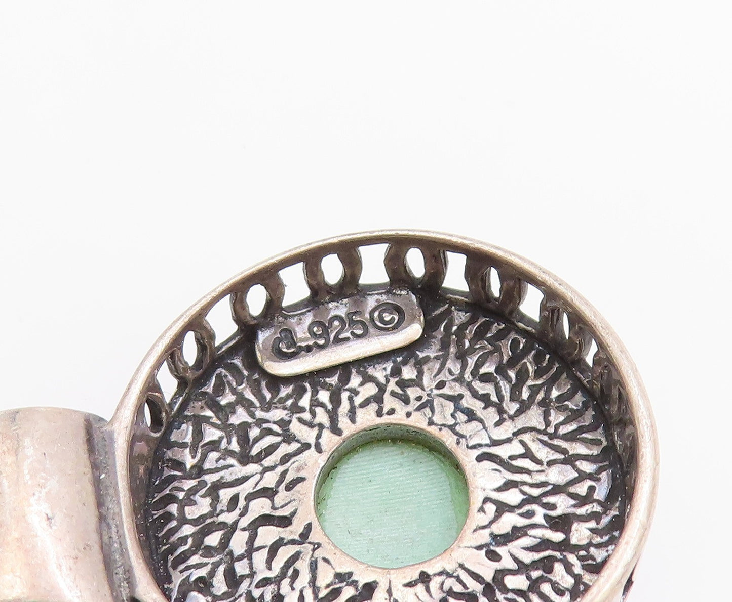 925 Sterling Silver Vintage Pendant CAROLYN POLLACK Halo Round Turquoise PT24848