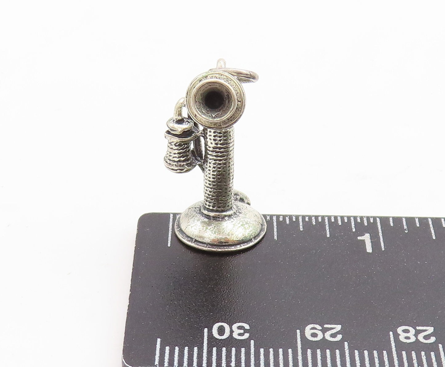 925 Sterling Silver Vintage Pendant DANECRAFT 3D Old Telephone Charm  PT23692