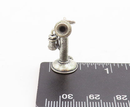 925 Sterling Silver Vintage Pendant DANECRAFT 3D Old Telephone Charm  PT23692