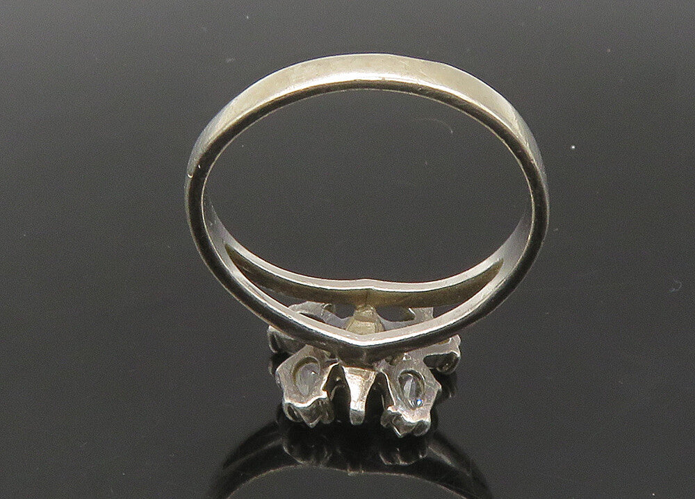 925 Sterling Silver  Vintage Cubic Zirconia Butterfly Band Ring Sz 8  RG22388