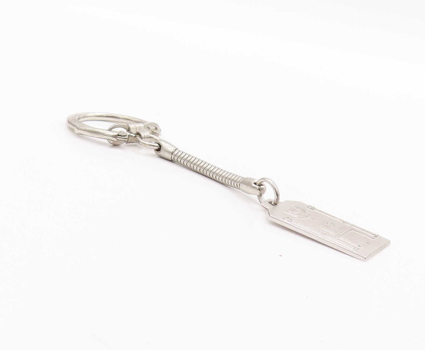 925 Sterling Silver Vintage Key Chain Solid Religious Carved  TR3766
