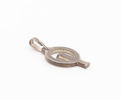 925 Sterling Silver  Vintage Dark Tone Open Circle Petite Pendant  PT19158