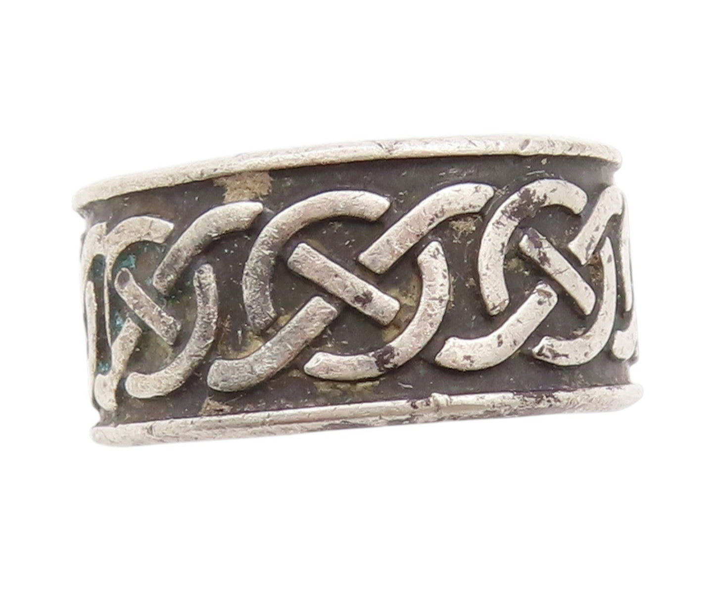 925 Sterling Silver Vintage Ring Antique Celtic Knots Carved Band  Sz 8  RG33403
