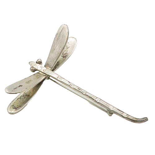 925 Sterling Silver  Vintage Shiny Smooth Dragonfly Motif Brooch Pin  BP7000