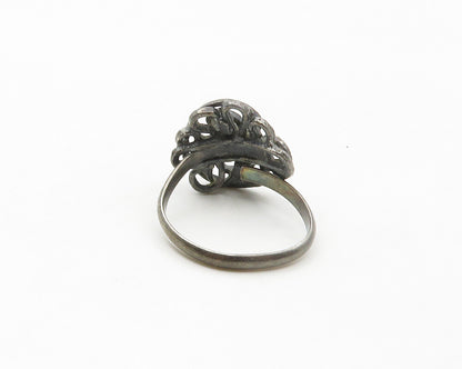925 Sterling Silver  Vintage Oxidized Swirled Design Band Ring Sz 8  RG17166